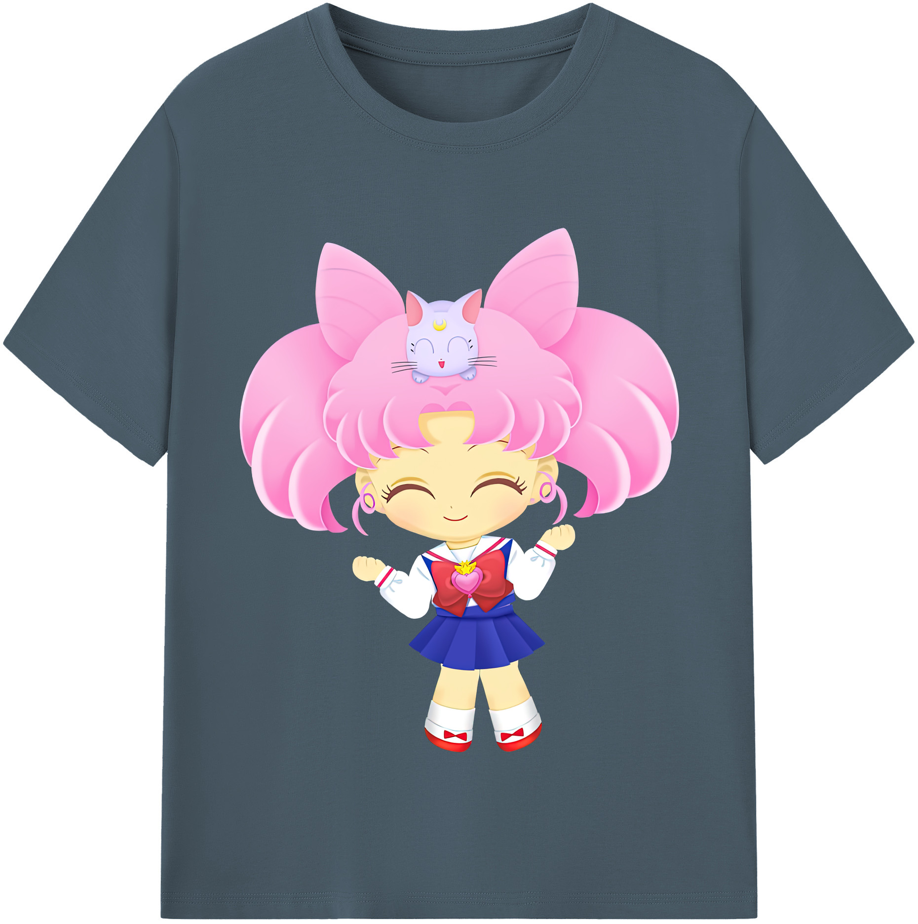 （画像用） 美少女戦士セーラームーン ちびうさ Sailor Moon Chibiusa Tsukino Usagi Small Lady Serenity 綿100％半袖Tシャツ（フロントプリント）